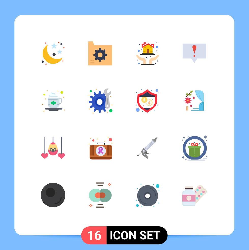 16 Universal Flat Colors Set for Web and Mobile Applications coffee message file bubble protection hands Editable Pack of Creative Vector Design Elements