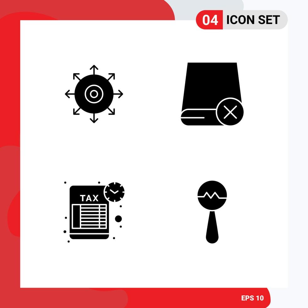 Universal Icon Symbols Group of 4 Modern Solid Glyphs of target reminder success drive tax Editable Vector Design Elements