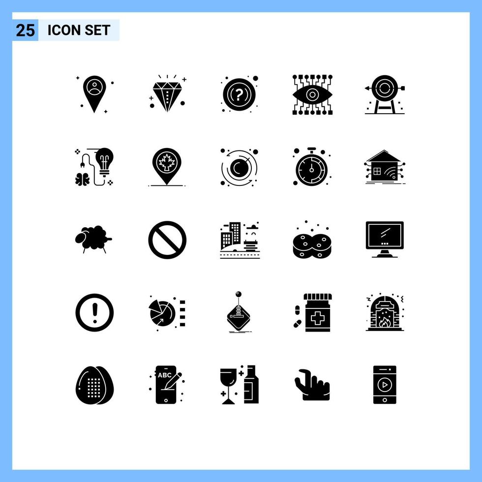 Pictogram Set of 25 Simple Solid Glyphs of strategy goal help corporate construction Editable Vector Design Elements