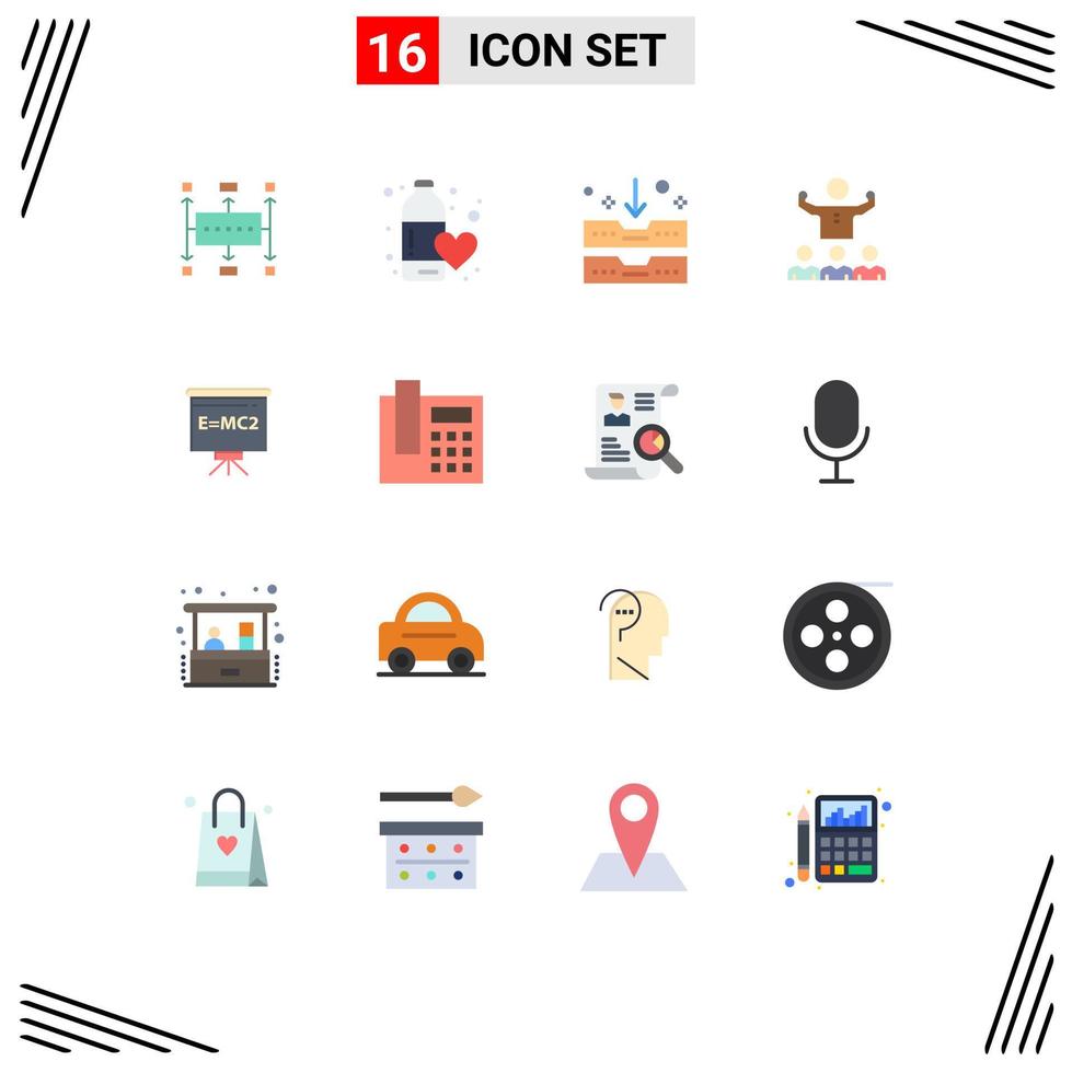 Set of 16 Vector Flat Colors on Grid for mentorship growth water encourage drawer Editable Pack of Creative Vector Design Elements