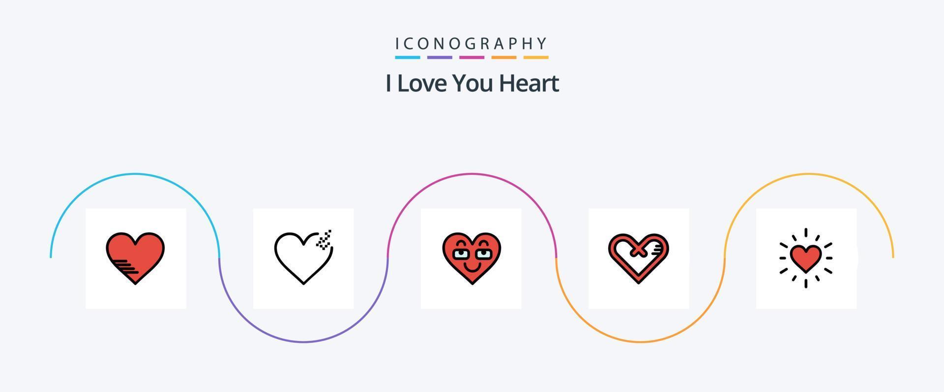 Heart Line Filled Flat 5 Icon Pack Including heart. gift. heart. like. heart vector