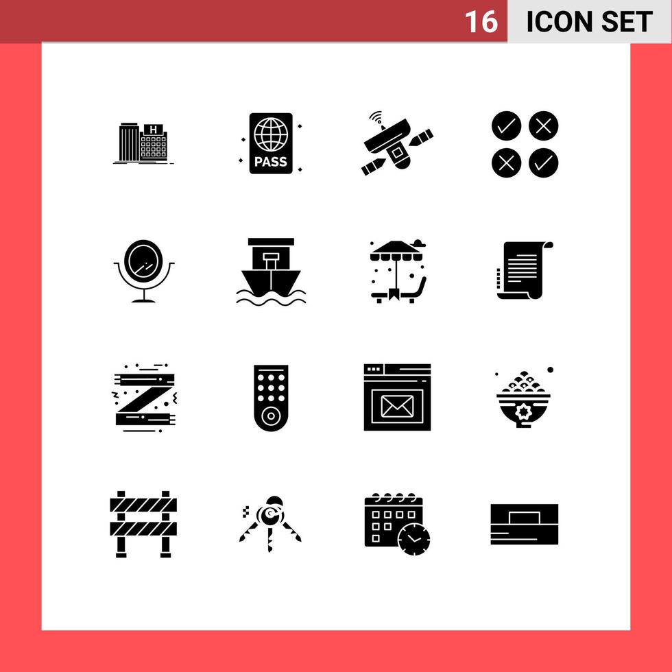 User Interface Pack of 16 Basic Solid Glyphs of design creative pool signal radar Editable Vector Design Elements