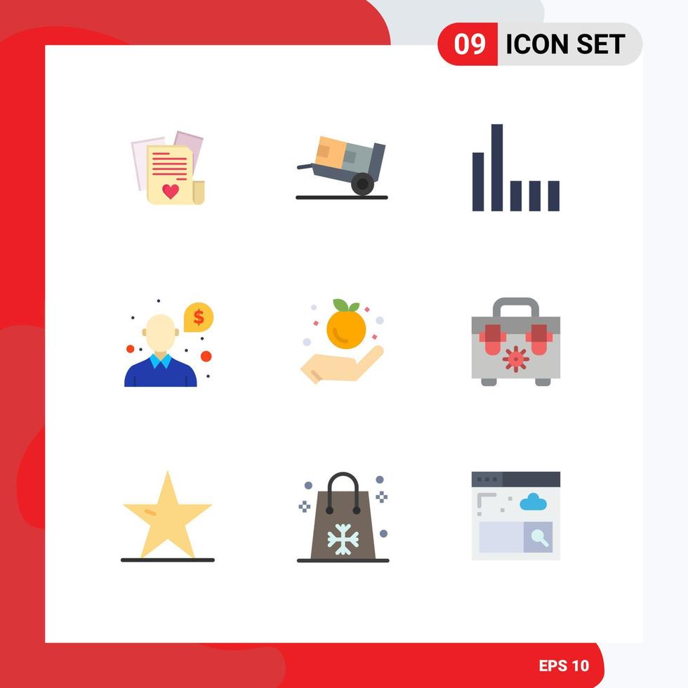 Modern Set of 9 Flat Colors and symbols such as apple farming connection support money Editable Vector Design Elements