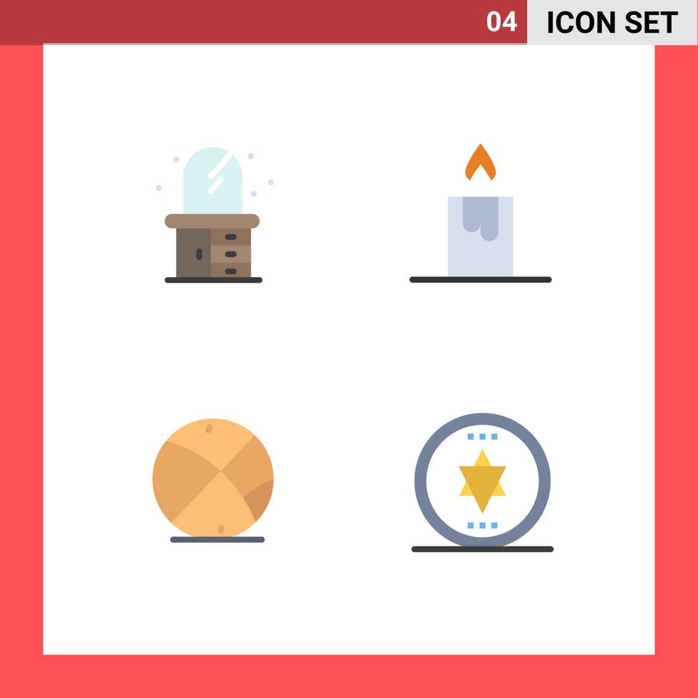 Modern Set of 4 Flat Icons Pictograph of home circle candle ball magic Editable Vector Design Elements