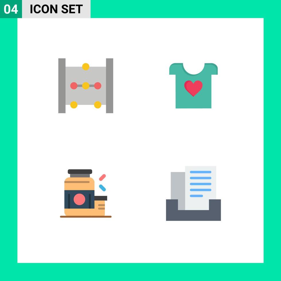 4 Flat Icon concept for Websites Mobile and Apps abacus protein clothes wedding supplement Editable Vector Design Elements