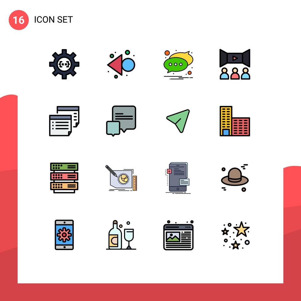 Set of 16 Modern UI Icons Symbols Signs for notes multimedia chat movie cinema Editable Creative Vector Design Elements