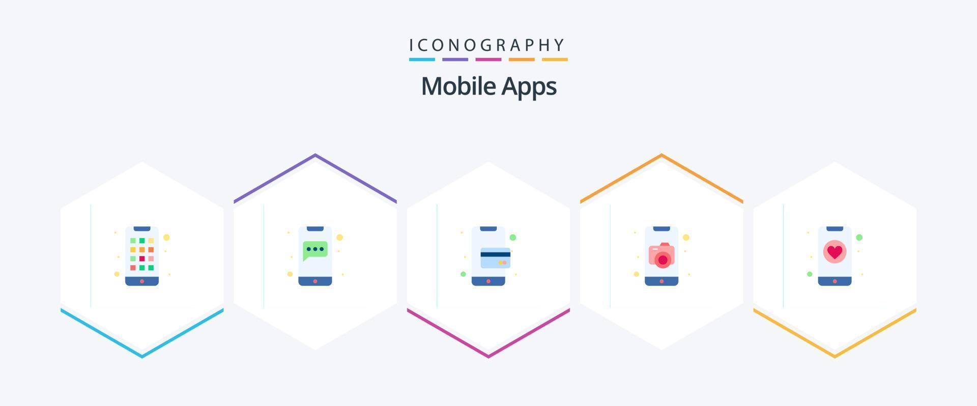 móvil aplicaciones 25 plano icono paquete incluso foto. móvil. Mensajero. cámara. teléfono vector