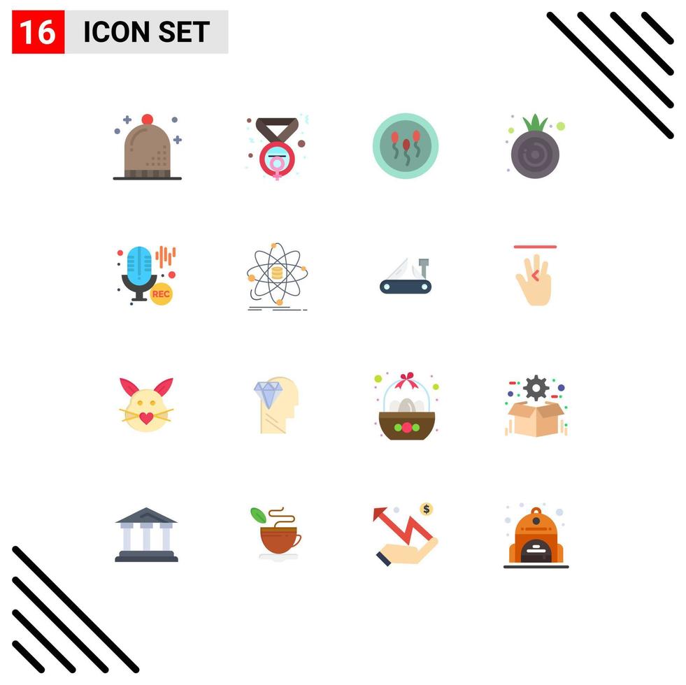 16 Creative Icons Modern Signs and Symbols of mic onion feminism food laboratory Editable Pack of Creative Vector Design Elements