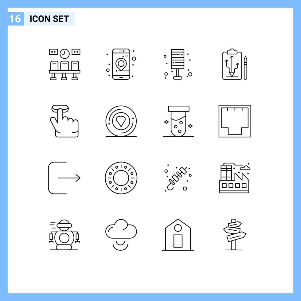 Pack of 16 Modern Outlines Signs and Symbols for Web Print Media such as think strategy light plan home Editable Vector Design Elements