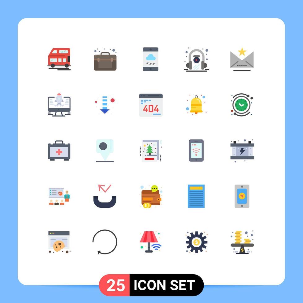 Universal Icon Symbols Group of 25 Modern Flat Colors of favorite play smartphone learning e learning Editable Vector Design Elements