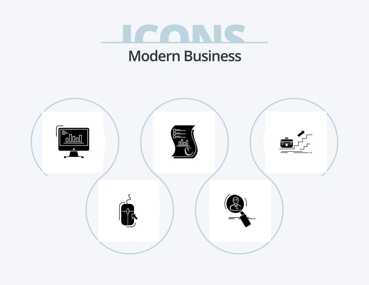 Modern Business Glyph Icon Pack 5 Icon Design. marketing. computer. hunting. business. chart vector