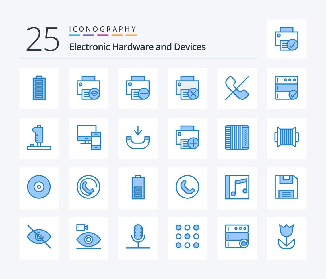 Devices 25 Blue Color icon pack including controller. database. hardware. backup. mobile vector