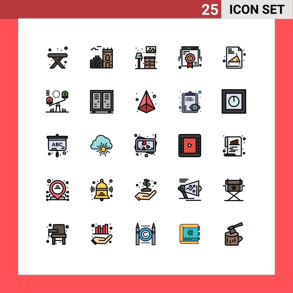 25 Universal Filled line Flat Colors Set for Web and Mobile Applications balance education furniture back to school web Editable Vector Design Elements
