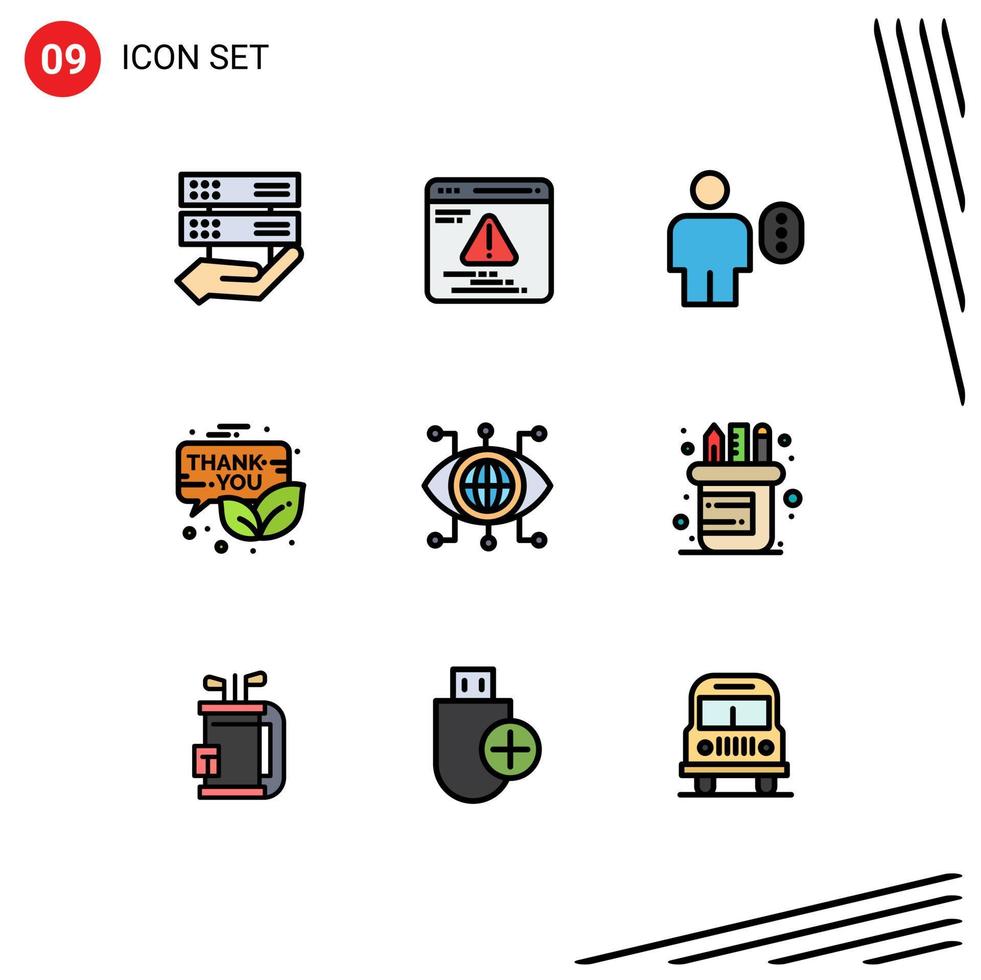 Pictogram Set of 9 Simple Filledline Flat Colors of data promotion avatar newsletter email Editable Vector Design Elements