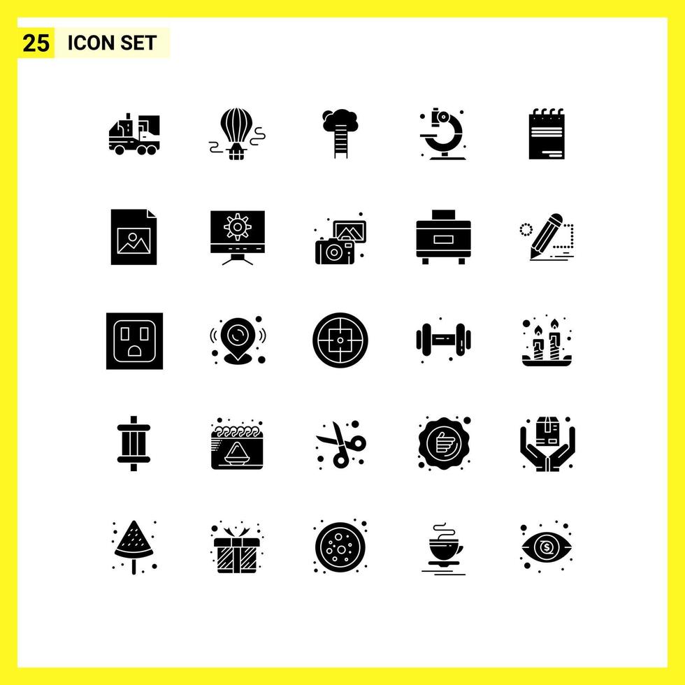 Solid Glyph Pack of 25 Universal Symbols of medical stairs transport ladder growth Editable Vector Design Elements