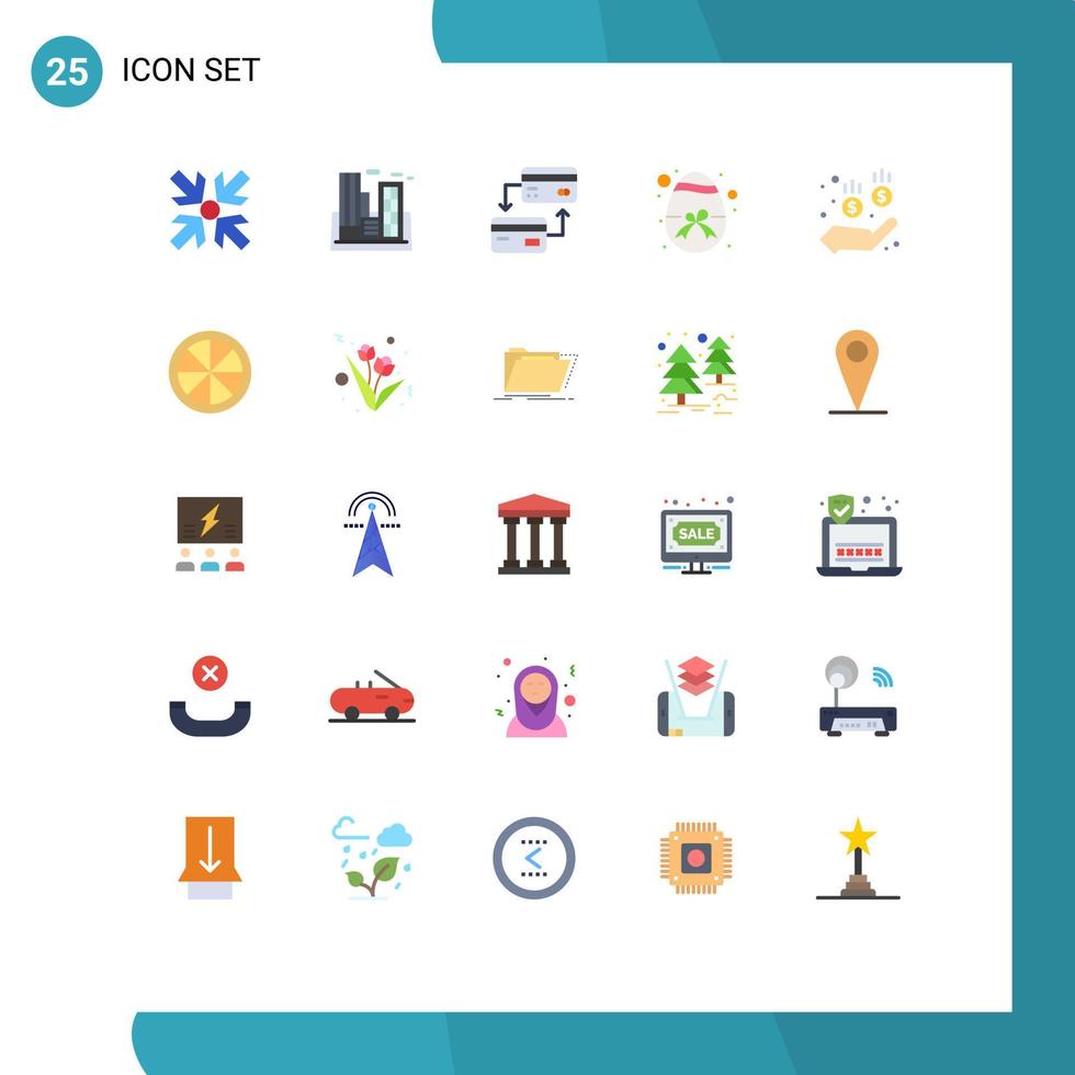 User Interface Pack of 25 Basic Flat Colors of safe nature card gift easter Editable Vector Design Elements
