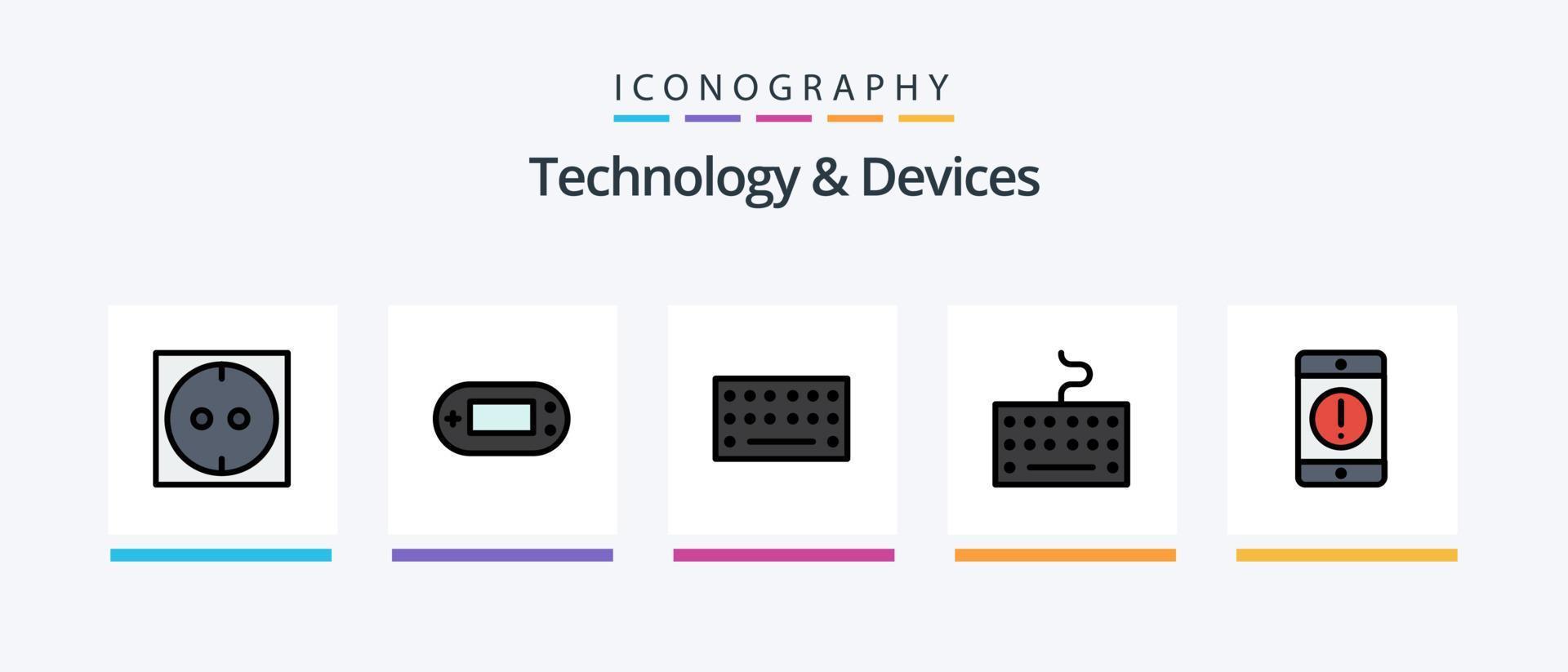 Devices Line Filled 5 Icon Pack Including . psp. pan. playstation. console. Creative Icons Design vector