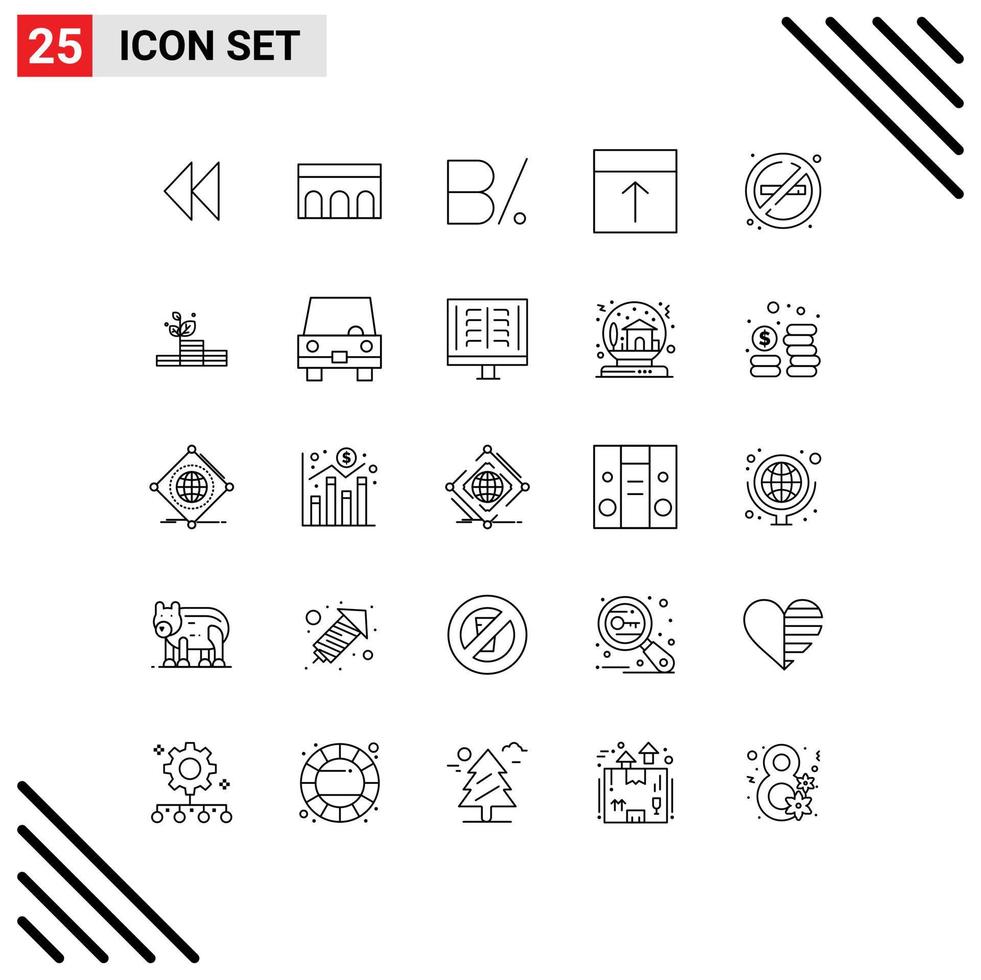 Modern Set of 25 Lines Pictograph of page interface monument grid panamanian Editable Vector Design Elements