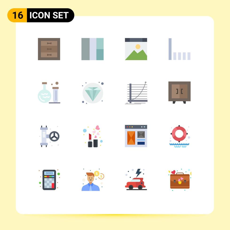 Modern Set of 16 Flat Colors and symbols such as seo lab page flask signal Editable Pack of Creative Vector Design Elements