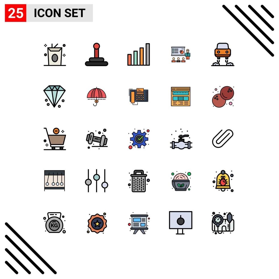 Set of 25 Modern UI Icons Symbols Signs for car people signal marketing business Editable Vector Design Elements