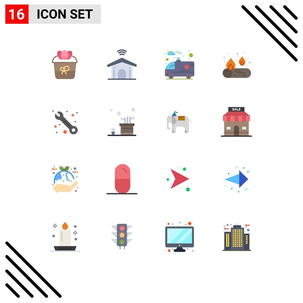 16 Creative Icons Modern Signs and Symbols of support customer technology fire camp Editable Pack of Creative Vector Design Elements