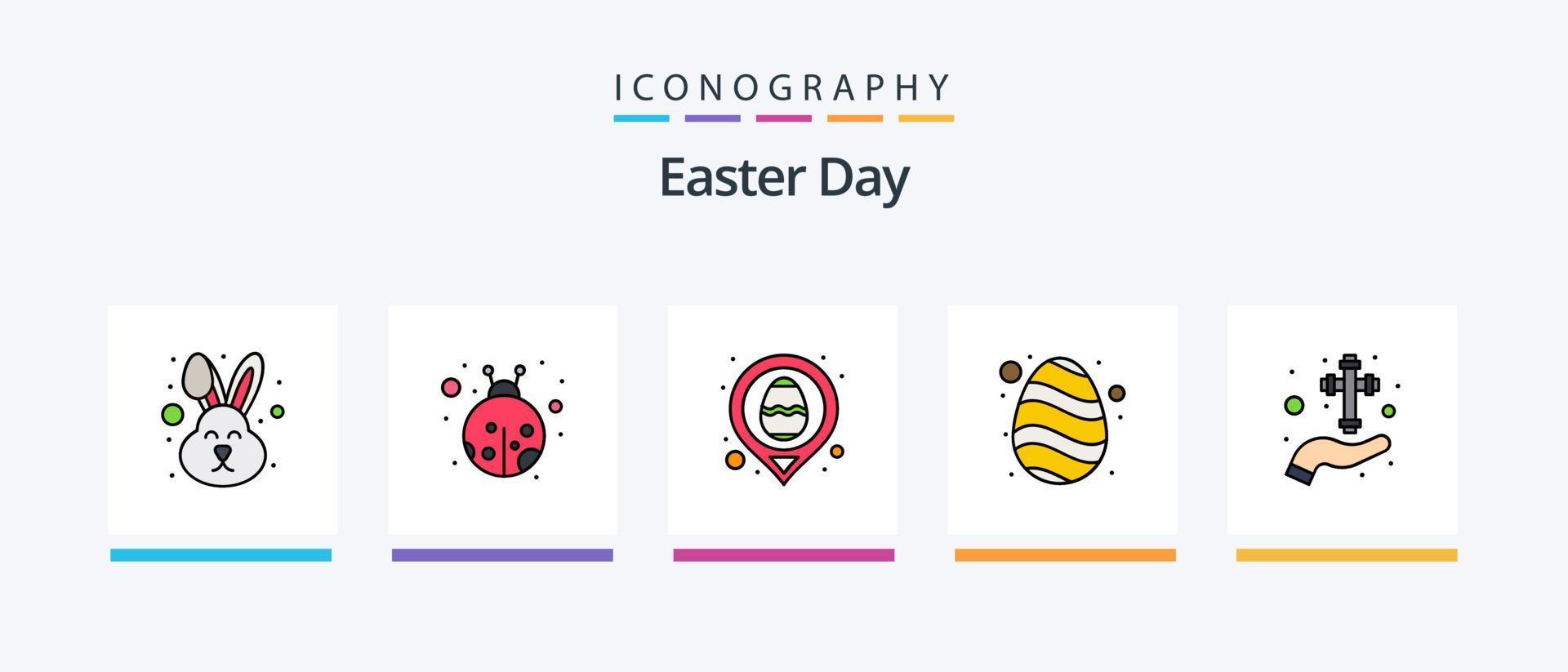 Easter Line Filled 5 Icon Pack Including spring. candles. calendar. cross. celebration. Creative Icons Design vector