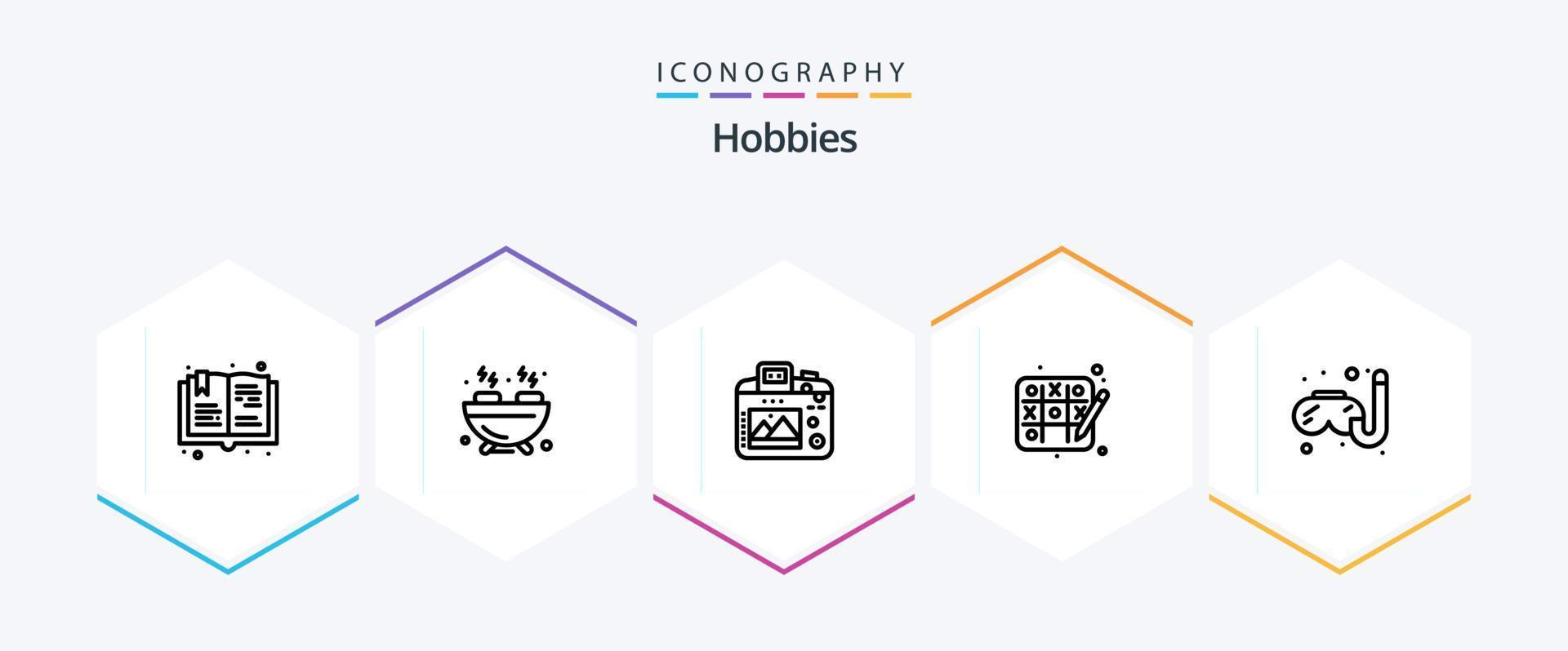 Hobbies 25 Line icon pack including . hobbies. image. swimming. hobbies vector