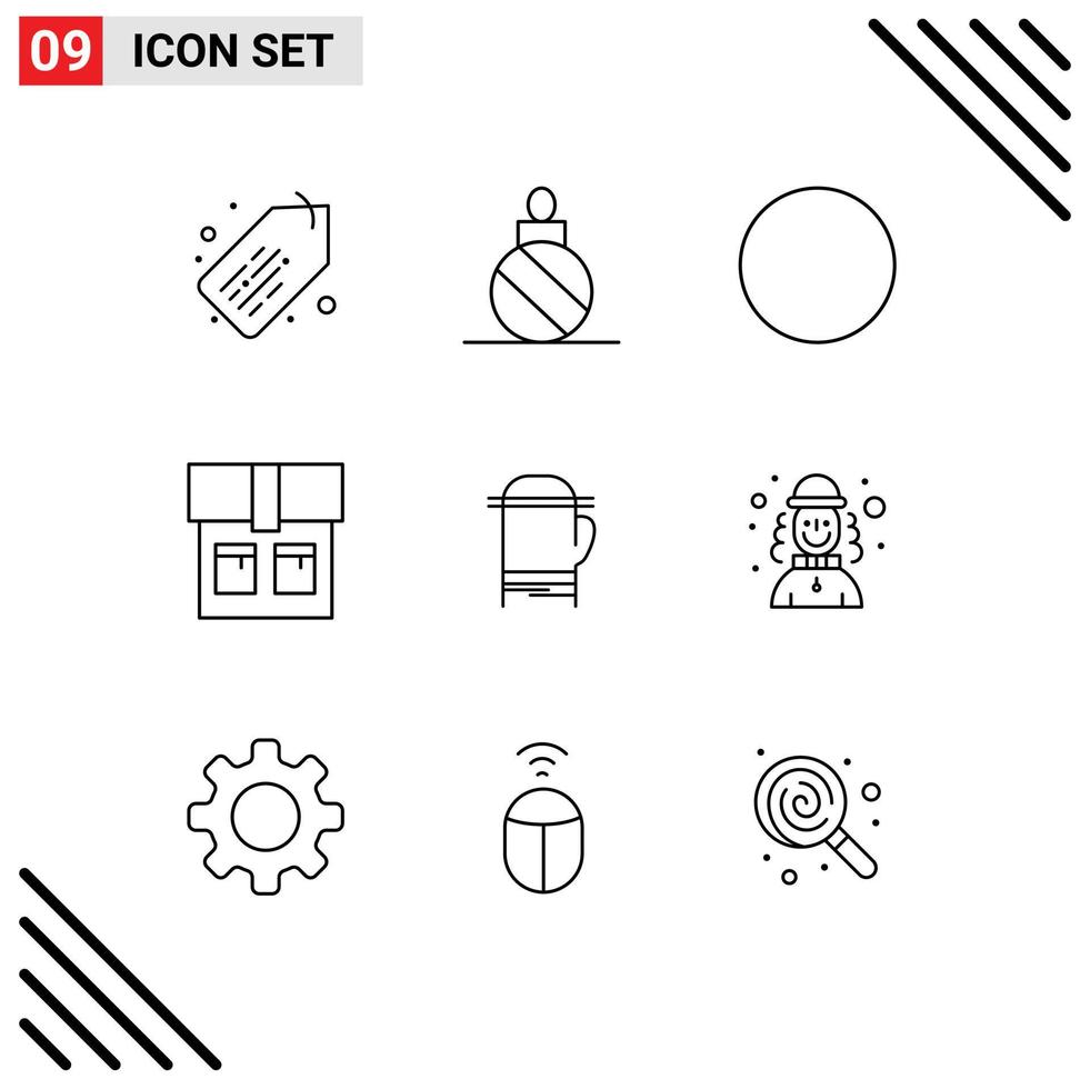 Outline Pack of 9 Universal Symbols of man harlequin round cold microwave Editable Vector Design Elements