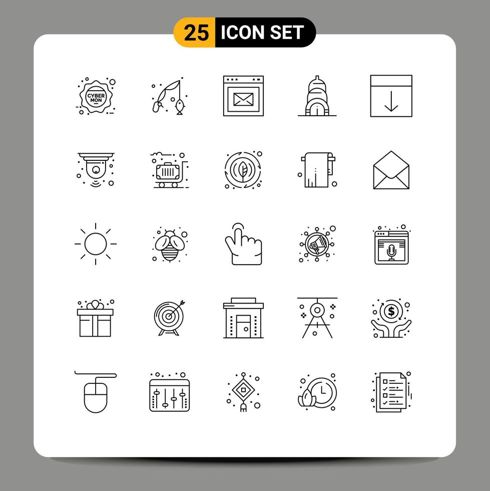 Group of 25 Lines Signs and Symbols for interface arrange browser usa chrysler Editable Vector Design Elements