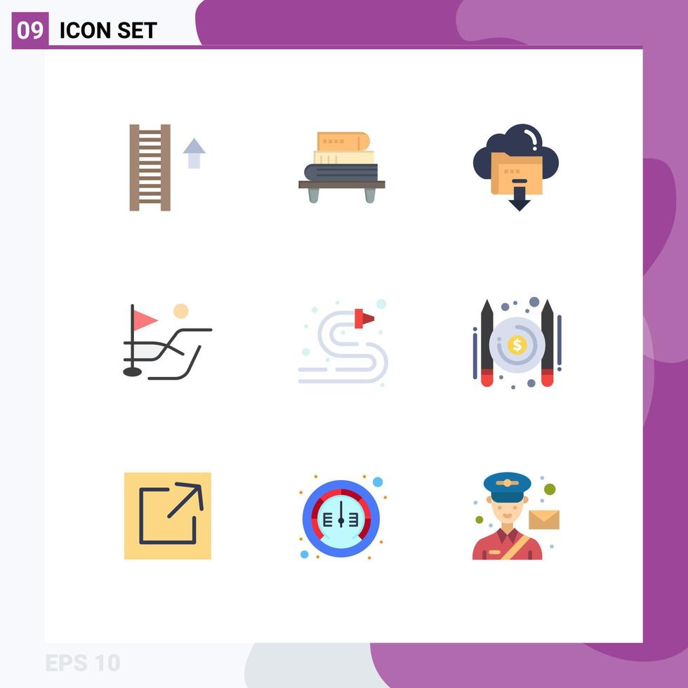 9 Universal Flat Color Signs Symbols of hose golf sport download field computing Editable Vector Design Elements