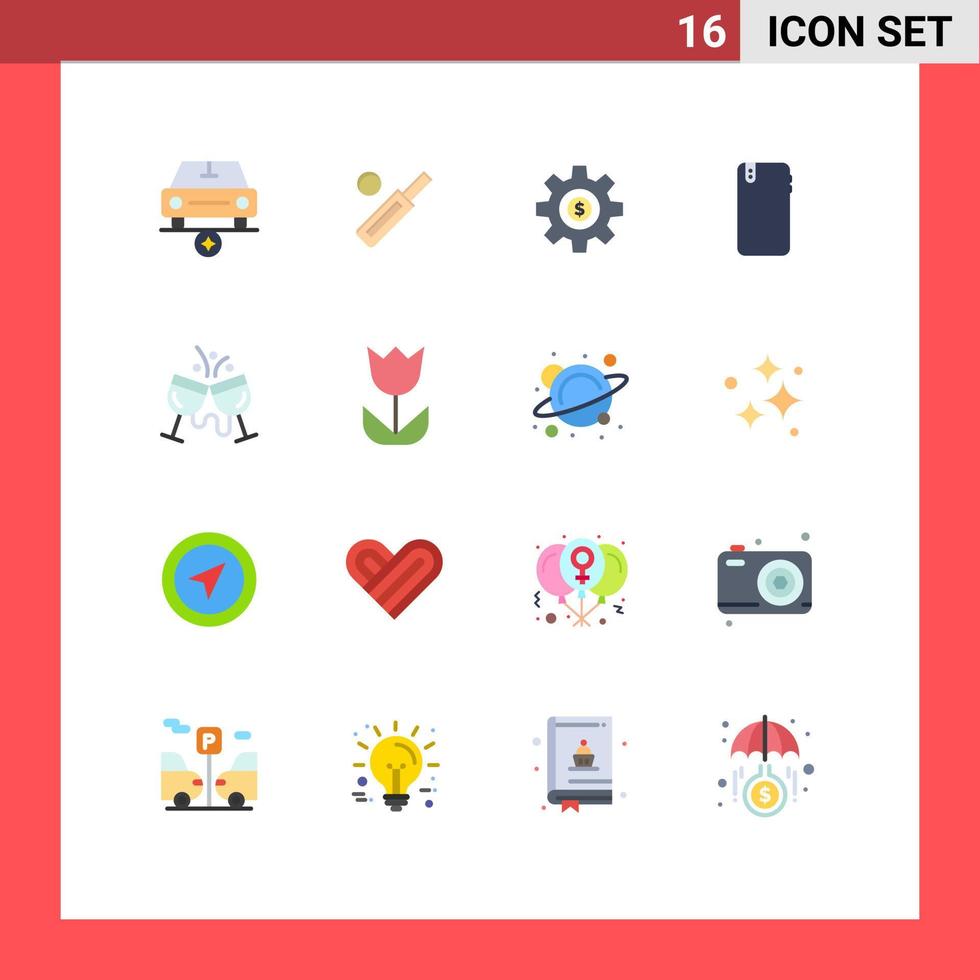 16 Universal Flat Colors Set for Web and Mobile Applications android smart phone sport phone dollar Editable Pack of Creative Vector Design Elements