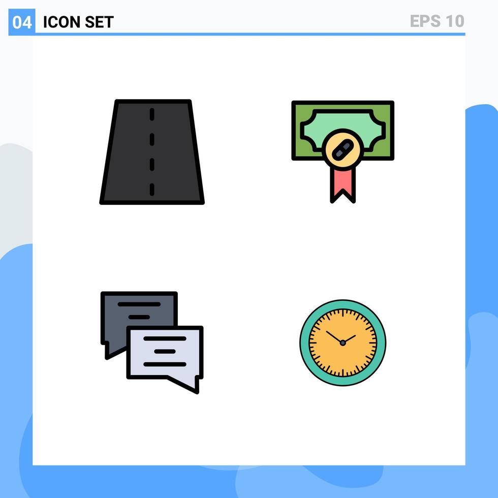 Set of 4 Modern UI Icons Symbols Signs for driveway chat path hospital message Editable Vector Design Elements