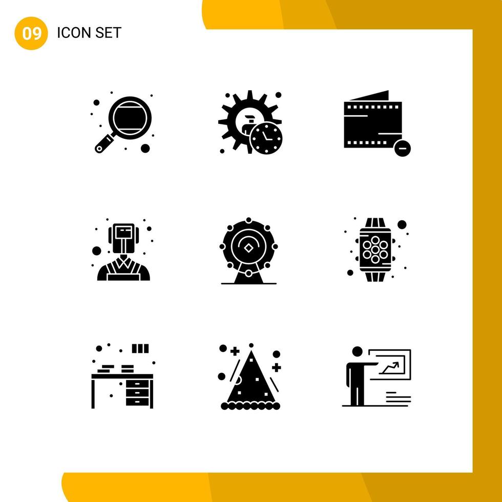 Modern Set of 9 Solid Glyphs and symbols such as browser professions product man minus Editable Vector Design Elements