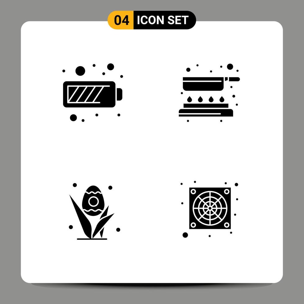 4 Creative Icons Modern Signs and Symbols of battery grass energy pan easter Editable Vector Design Elements