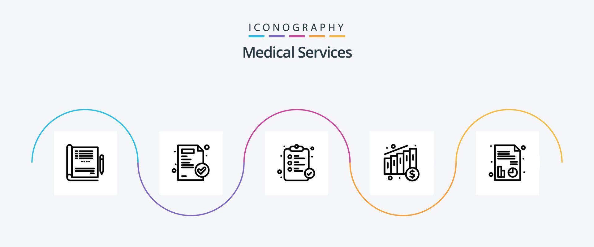 médico servicios línea 5 5 icono paquete incluso . informe. médico. médico. gráfico vector