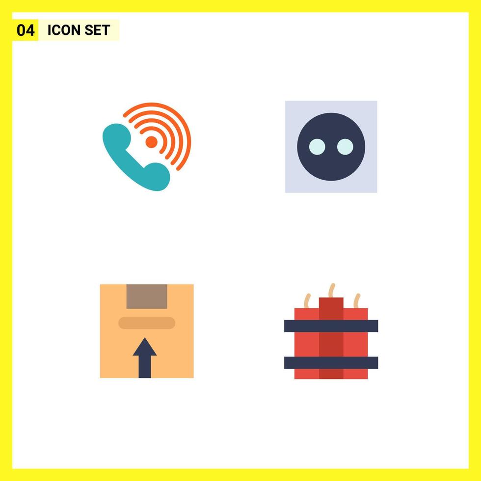 Set of 4 Modern UI Icons Symbols Signs for call plug ring appliances delivery Editable Vector Design Elements