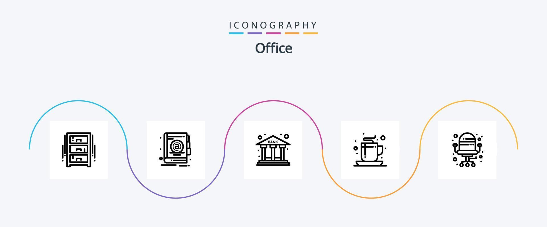 oficina línea 5 5 icono paquete incluso oficina. té. banco. oficina. café vector