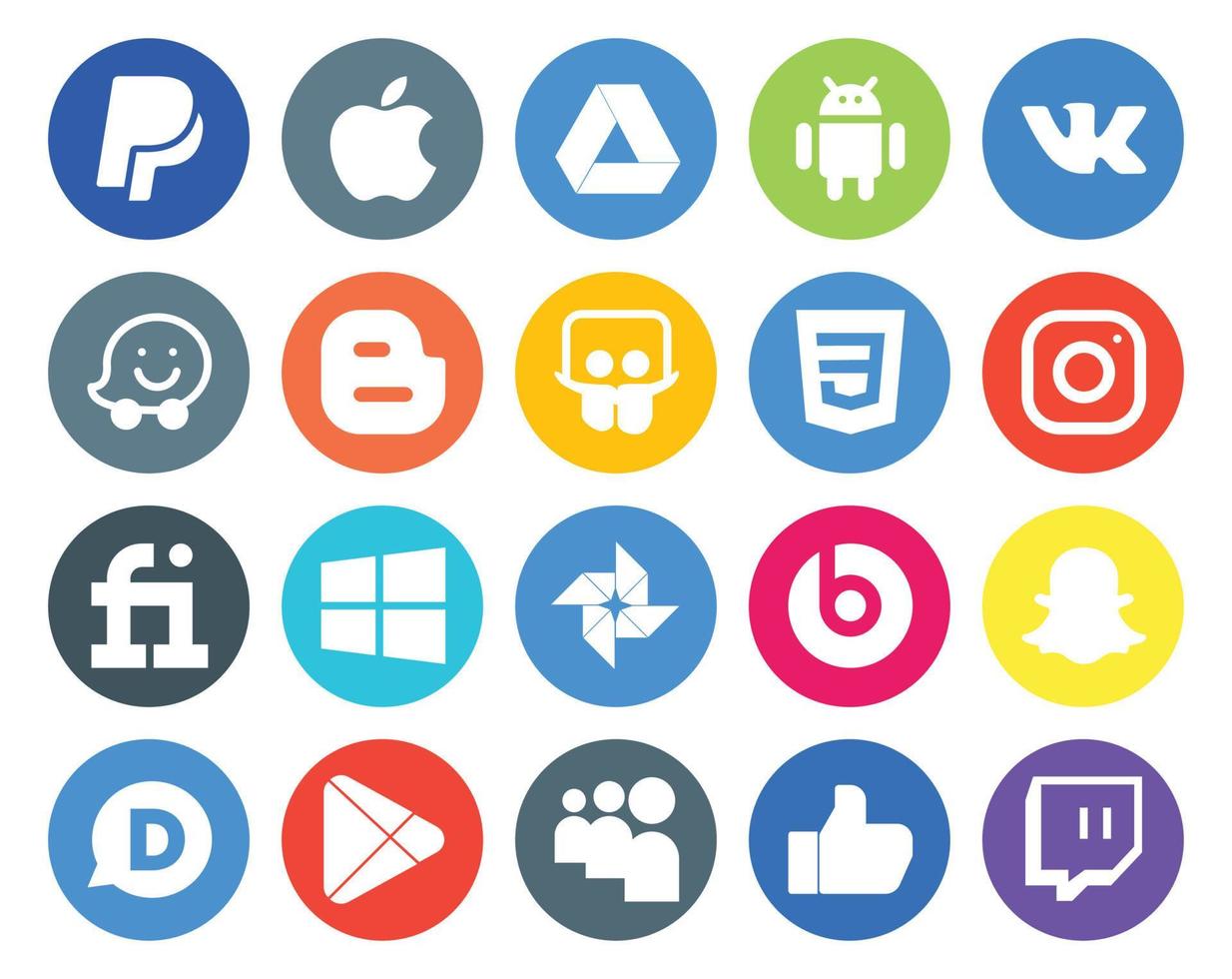 20 Social Media Icon Pack Including apps disqus css snapchat photo vector