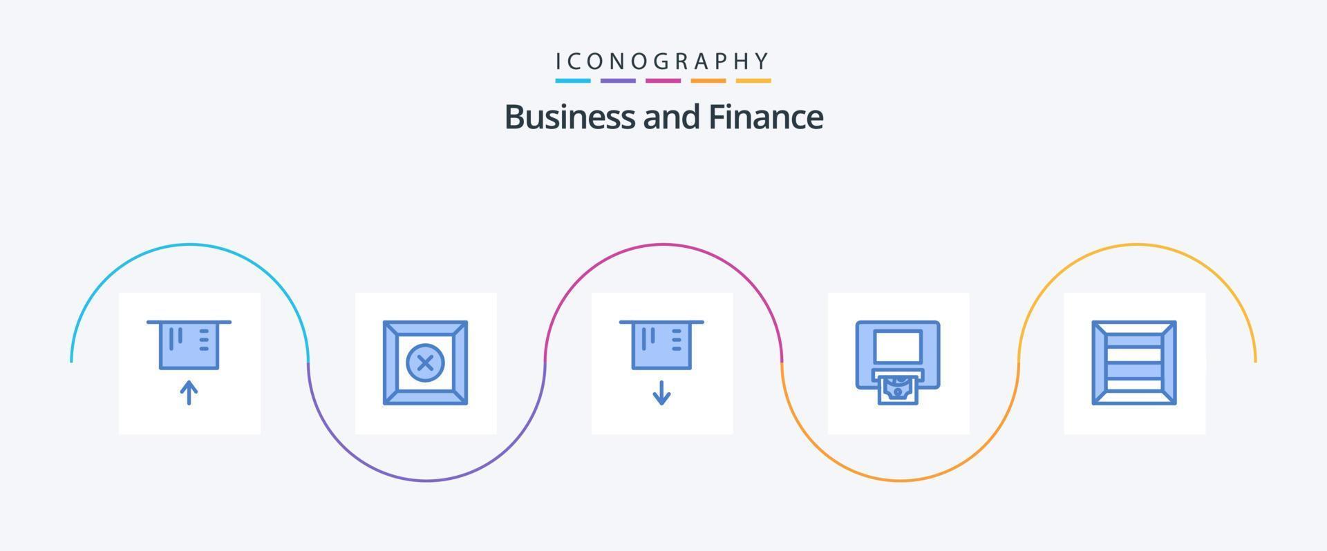 Finanzas azul 5 5 icono paquete incluso . dinero. producto. caja vector