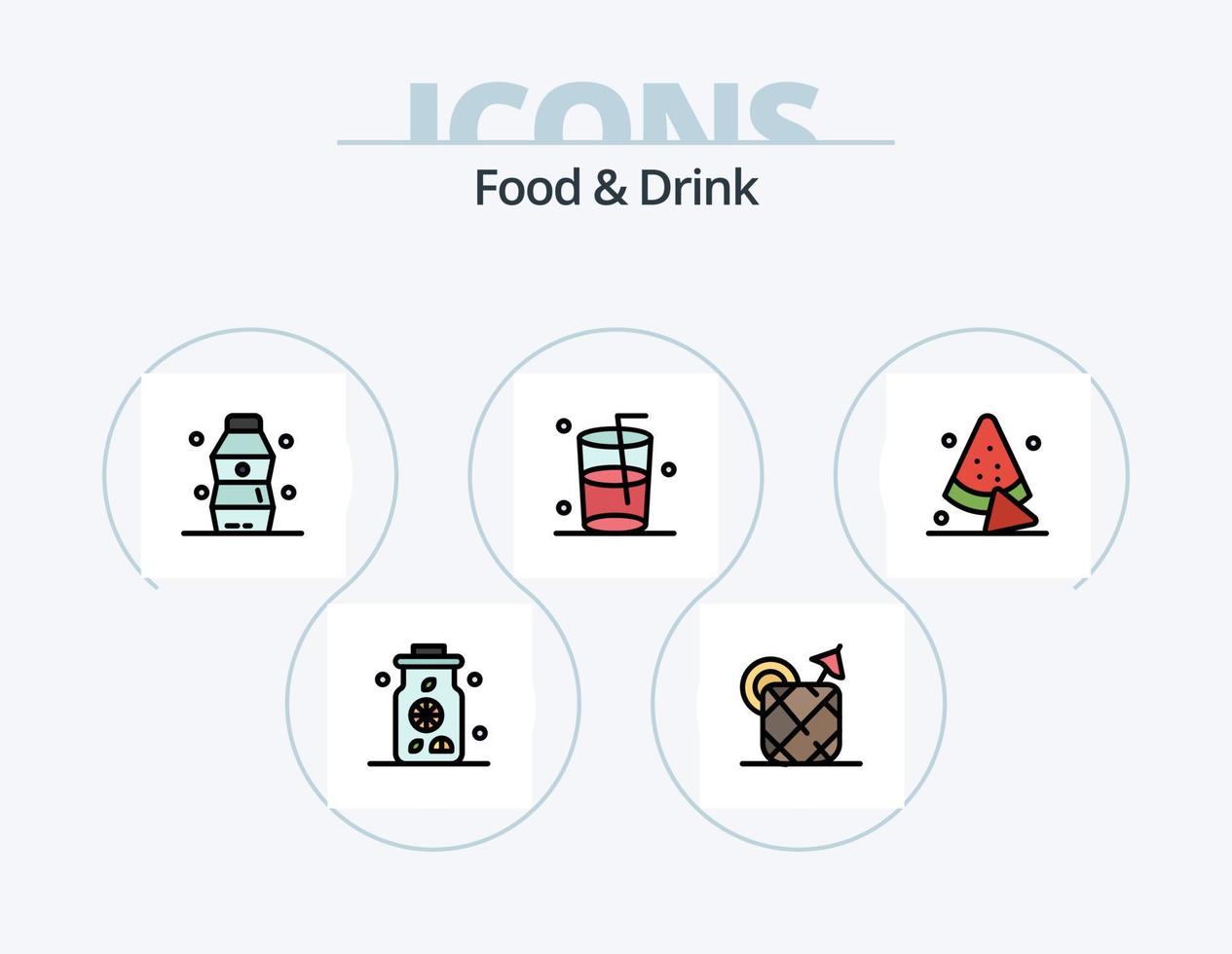 comida y bebida línea lleno icono paquete 5 5 icono diseño. caliente. beber. café. comer vector