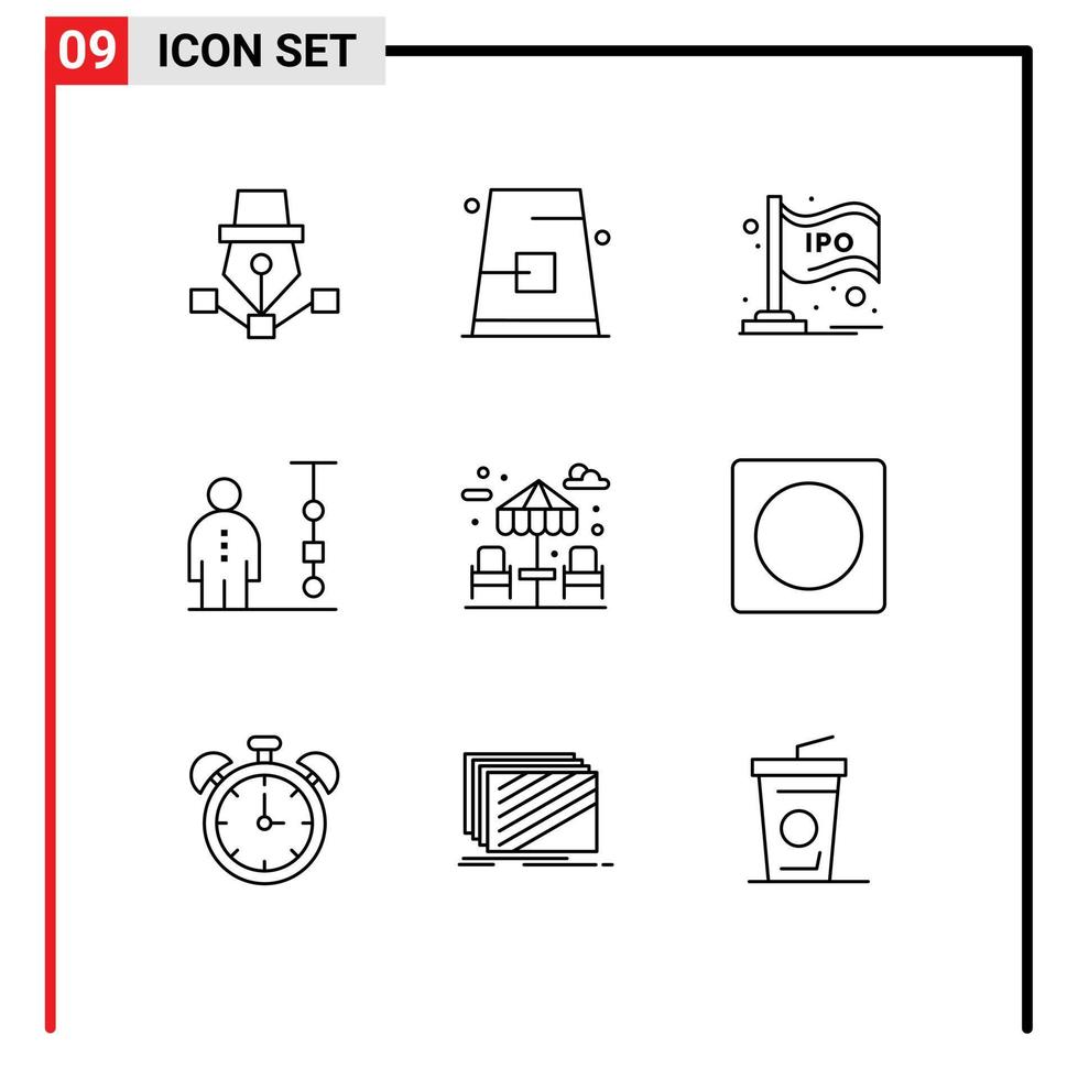 Modern Set of 9 Outlines Pictograph of corporate administration business fall chart stock Editable Vector Design Elements