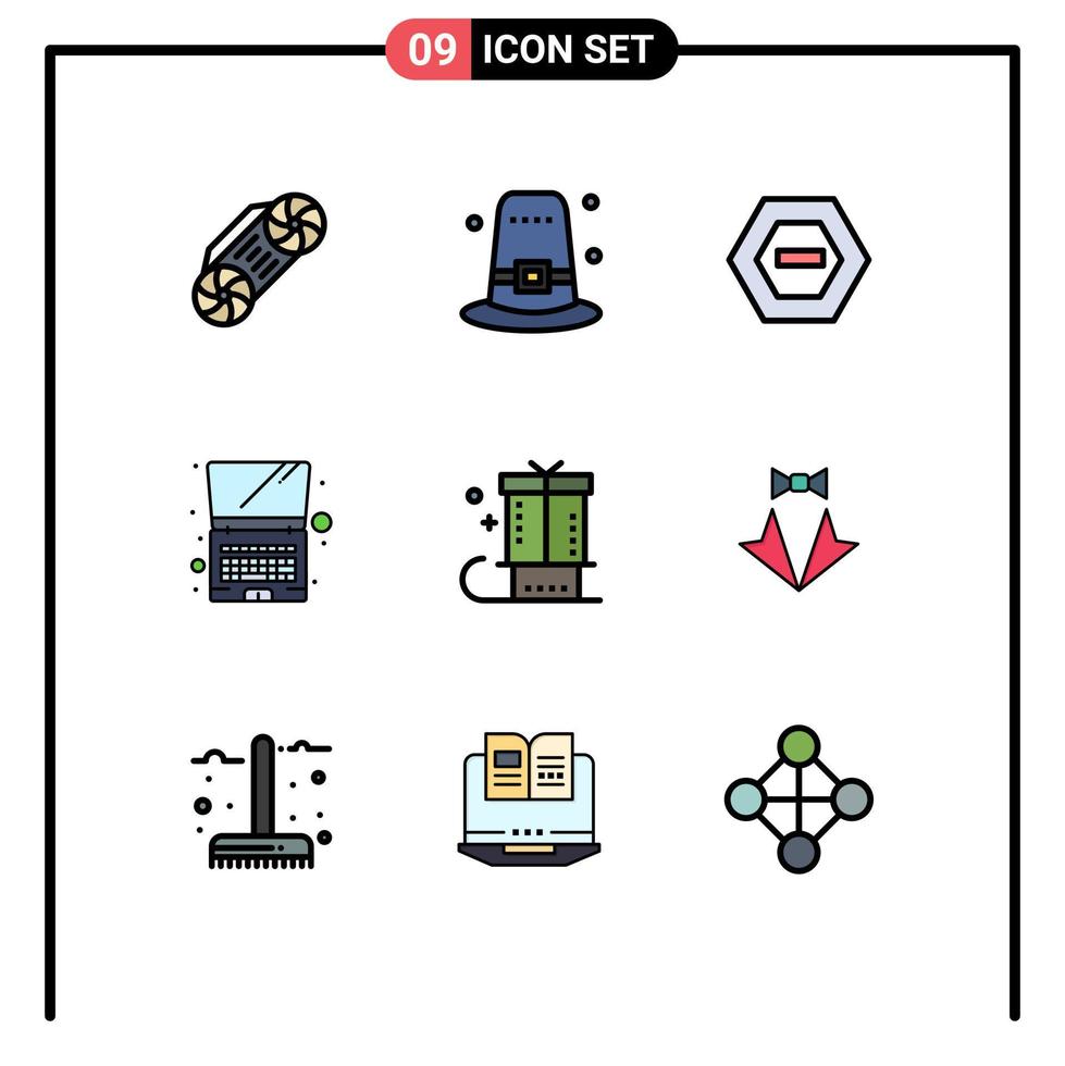 conjunto de 9 9 moderno ui íconos símbolos señales para fiesta Navidad negativo celebracion ordenador portátil editable vector diseño elementos