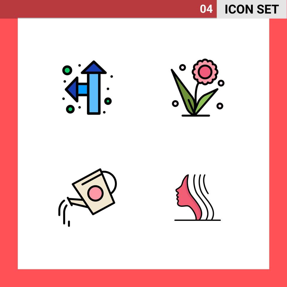 Universal Icon Symbols Group of 4 Modern Filledline Flat Colors of direction beverage flora nature tank Editable Vector Design Elements