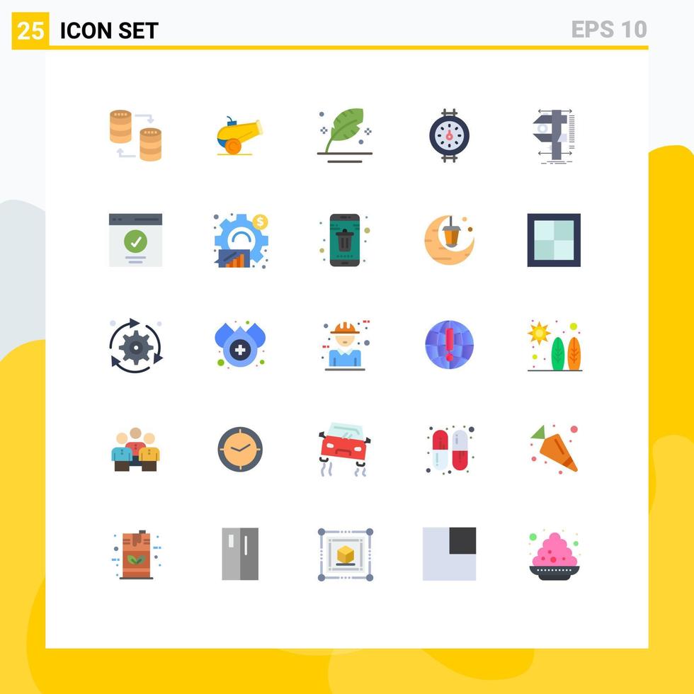 Group of 25 Modern Flat Colors Set for calipers measure ink pipe gauge Editable Vector Design Elements