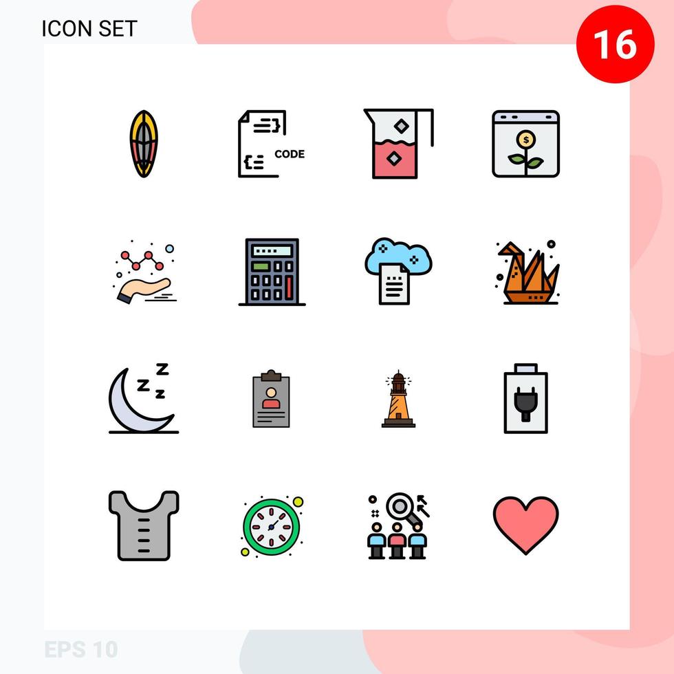 conjunto de dieciséis moderno ui íconos símbolos señales para financiero navegador documento bancario comida editable creativo vector diseño elementos