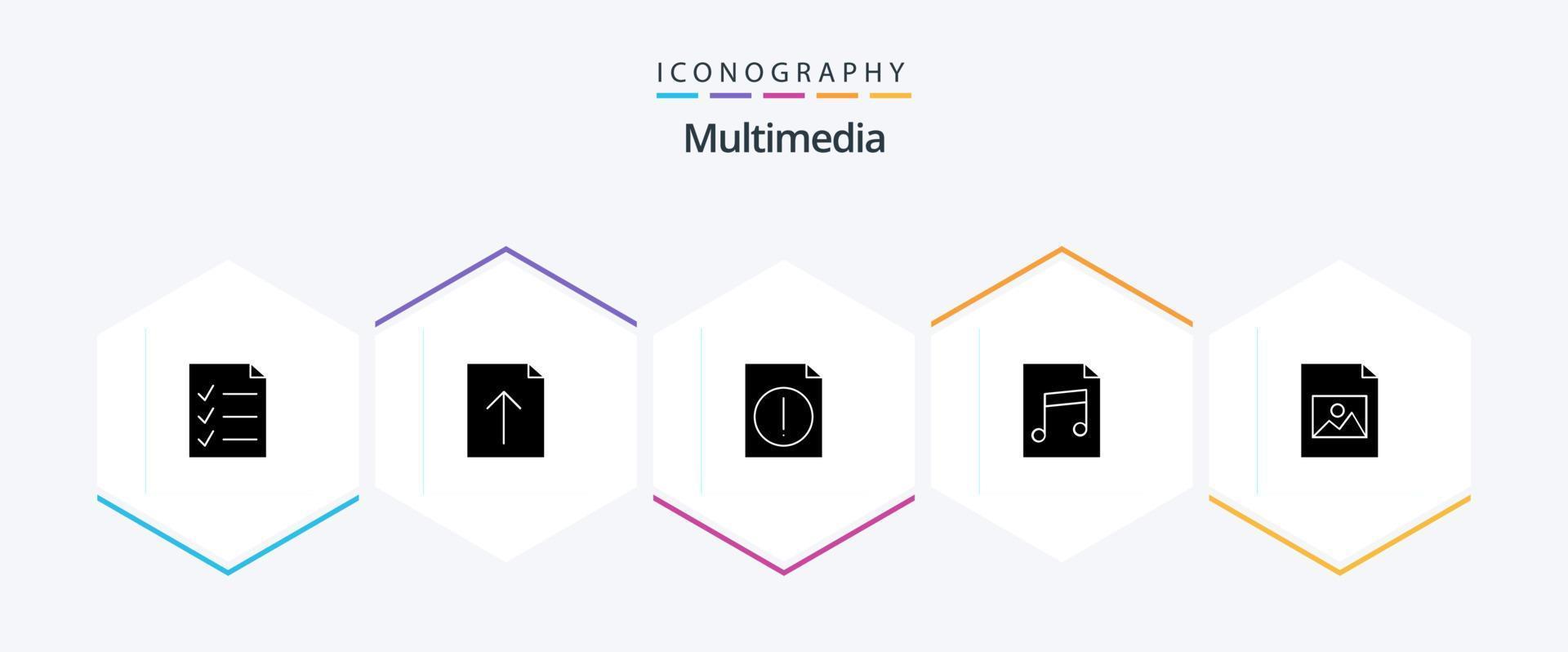 Multimedia 25 Glyph icon pack including . . file. image. document vector