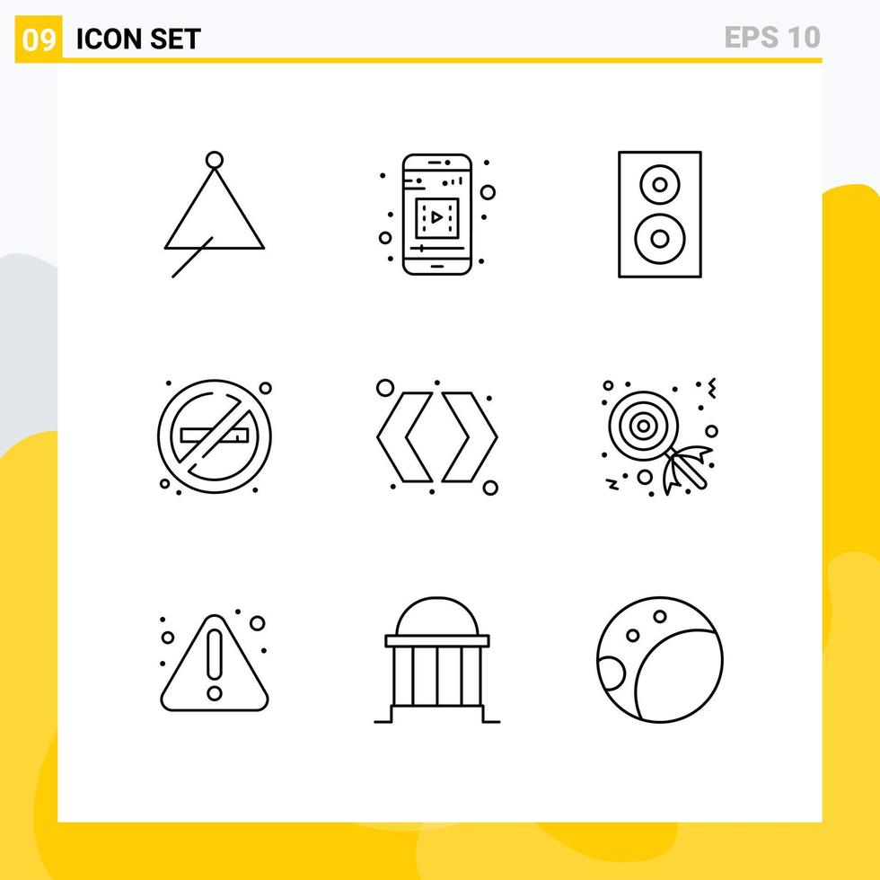 Modern Set of 9 Outlines and symbols such as arrows place devices no technology Editable Vector Design Elements