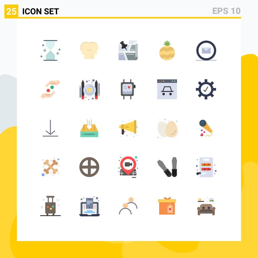 25 Creative Icons Modern Signs and Symbols of email pineapple head fruit pin Editable Vector Design Elements