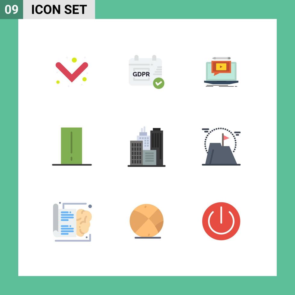 Modern Set of 9 Flat Colors Pictograph of business light mete screen gadget device Editable Vector Design Elements