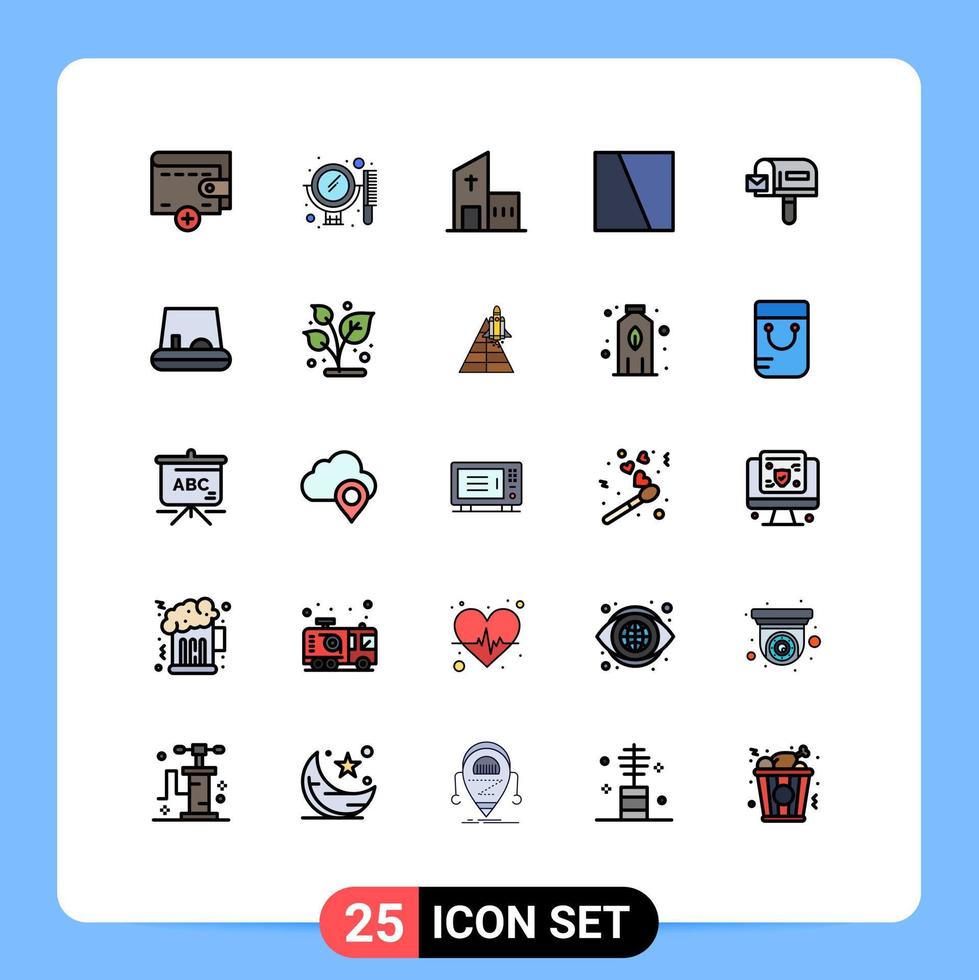 Modern Set of 25 Filled line Flat Colors and symbols such as mail layout christian interface collage Editable Vector Design Elements